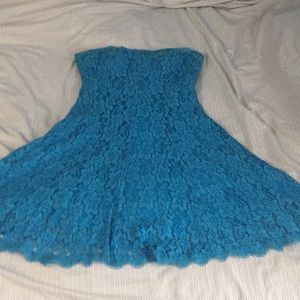 Blue strapless dress